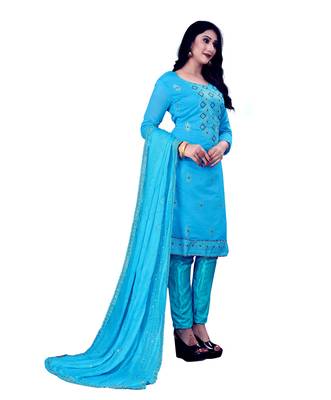Blue embroidered chanderi salwar 4