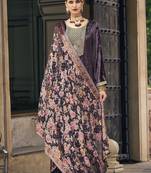 Purple embroidered velvet salwar