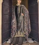 Grey embroidered velvet salwar