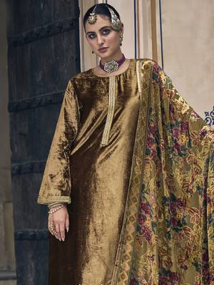 Gold embroidered velvet salwar 4