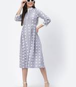 Lavender printed viscose rayon long-dresses