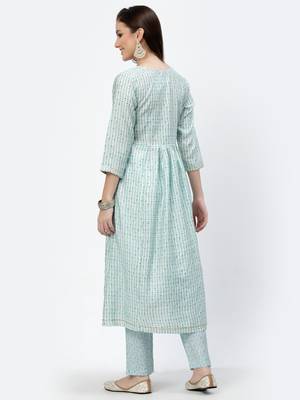 Light-blue floral print chanderi silk salwar 2