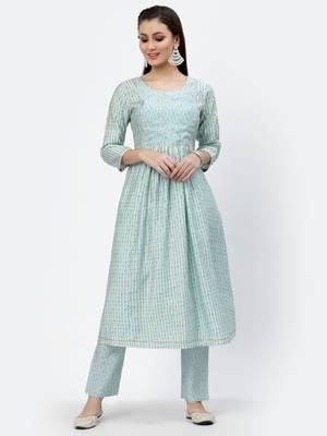 Light-blue floral print chanderi silk salwar 4