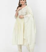 Off-white zari chanderi silk salwar
