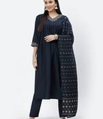 Navy-blue sequins chanderi silk salwar