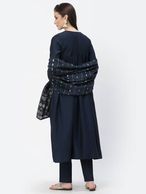 Navy-blue sequins chanderi silk salwar 2