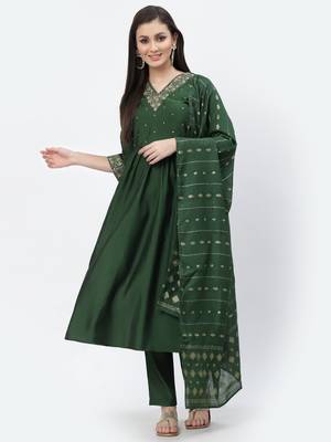 Green sequins chanderi silk salwar 1