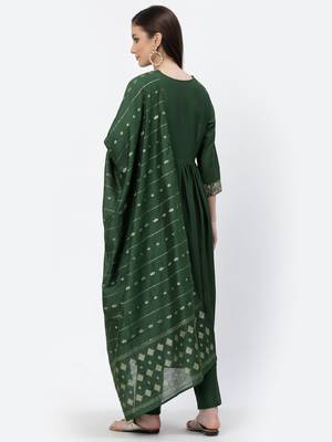 Green sequins chanderi silk salwar 2