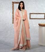 Pale Peach Kashmiri Tilla Embroidered Kurta Set