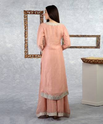 Pale Peach Kashmiri Tilla Embroidered Kurta Set 8