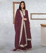 Burgundy Kashmiri Tilla Embroidered Kurta Set