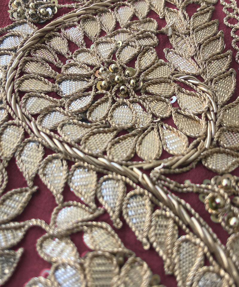 Burgundy Purple Rosegold Marori Gota Patti & Zardozi Hand Embroidered Sharara Set