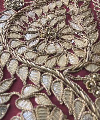 Burgundy Purple Rosegold Marori Gota Patti & Zardozi Hand Embroidered Sharara Set 15