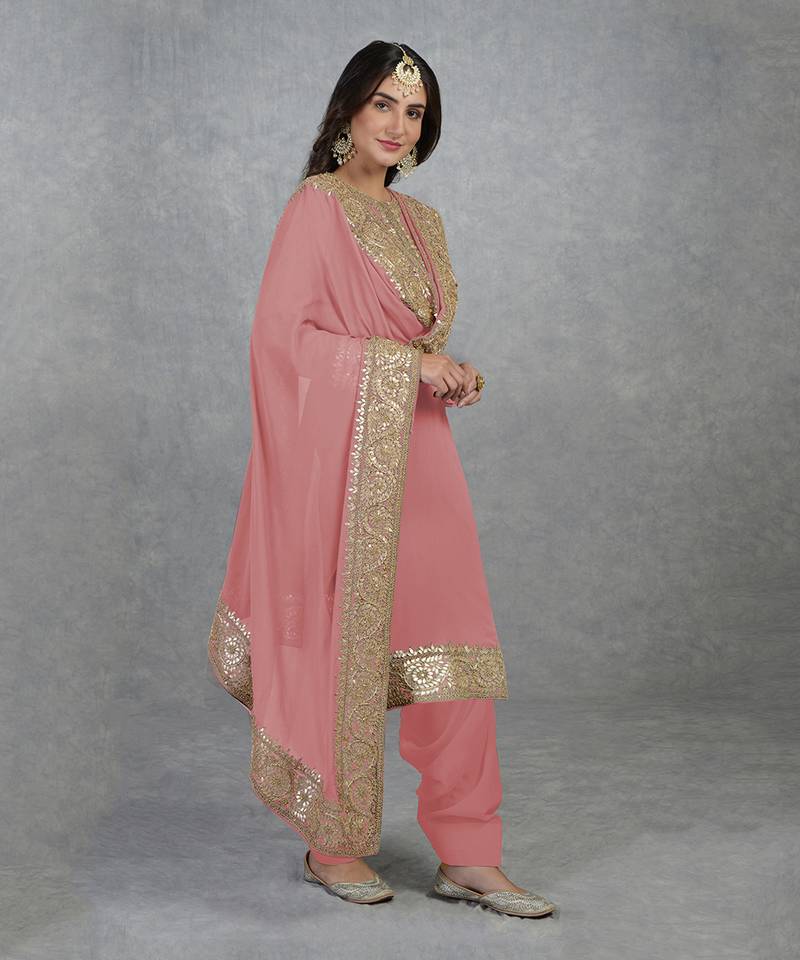 Coral Rosegold Marori Gota Patti & Zardozi Hand Embroidered Sharara Set