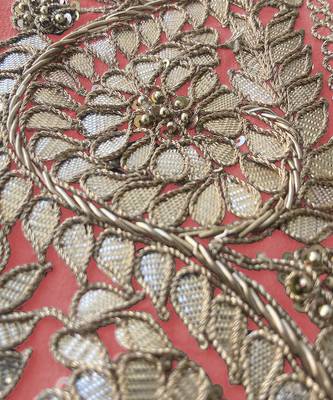 Coral Rosegold Marori Gota Patti & Zardozi Hand Embroidered Sharara Set 7