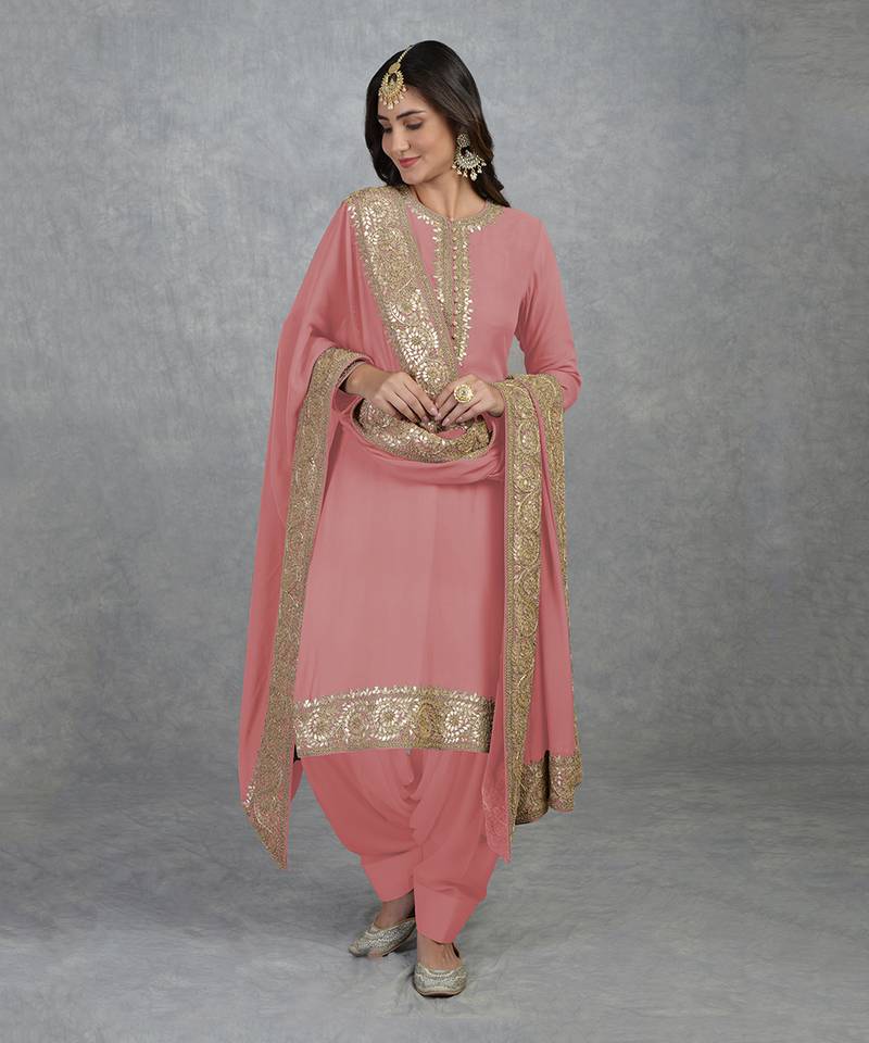 Coral Rosegold Marori Gota Patti & Zardozi Hand Embroidered Sharara Set