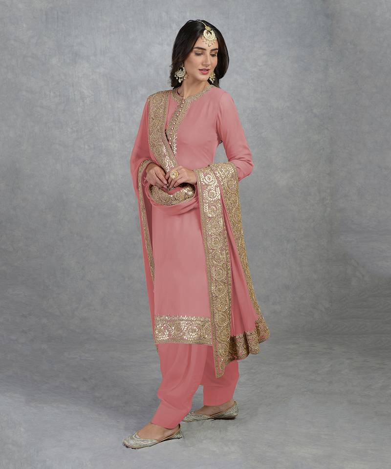 Coral Rosegold Marori Gota Patti & Zardozi Hand Embroidered Sharara Set