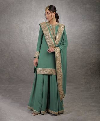 Kale Rosegold Marori Gota Patti & Zardozi Hand Embroidered Sharara Set 1