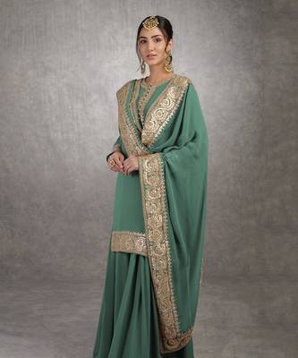 Kale Rosegold Marori Gota Patti & Zardozi Hand Embroidered Sharara Set 4