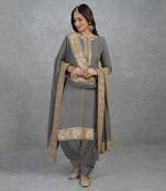 Grey Rose Gold Marori Gota Patti & Zardozi Hand Embroidered Salwar Suit