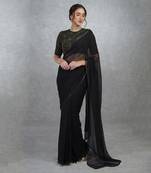 Tara - Black Gold Hand Embroidered Saree & Blouse