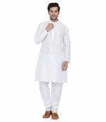 Royal Kurta Men's Dupion Silk Kurta Pyjama White