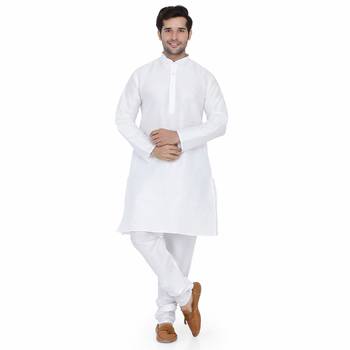 Royal Kurta Men's Dupion Silk Kurta Pyjama White 2