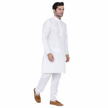Royal Kurta Men's Dupion Silk Kurta Pyjama White 3