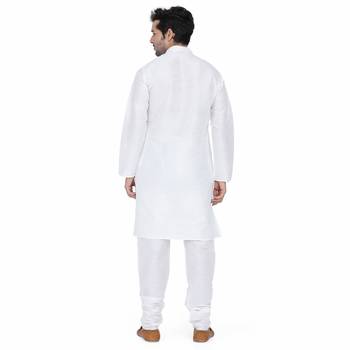 Royal Kurta Men's Dupion Silk Kurta Pyjama White 5