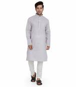 Royal Kurta Men's Pure Cotton Kurta Pyjama Grey