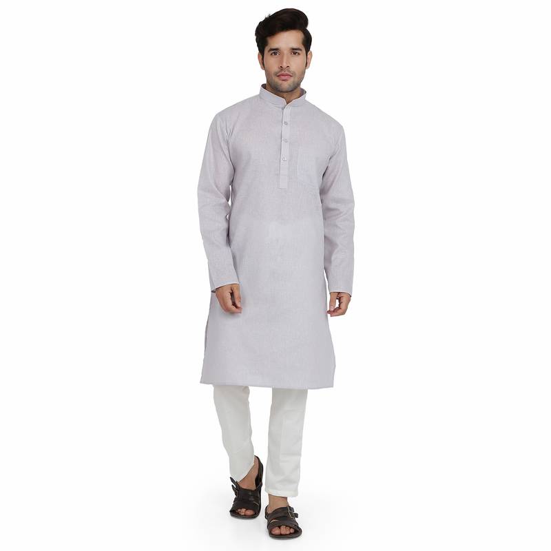 Royal Kurta Men's Pure Cotton Kurta Pyjama Grey