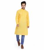 Royal Kurta Men's Cotton Long Kurta Yellow