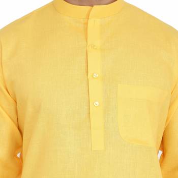 Royal Kurta Men's Cotton Long Kurta Yellow 5