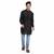 Royal Kurta Men's Silk Blend Long Pathani Shirt Collar Kurta Black