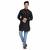 Royal Kurta Men's Silk Blend Long Pathani Shirt Collar Kurta Black