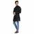 Royal Kurta Men's Silk Blend Long Pathani Shirt Collar Kurta Black