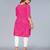 Mohvogue Women's Pink Foil Printed Embroidered Rayon Kurta.
