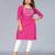 Mohvogue Women's Pink Foil Printed Embroidered Rayon Kurta.