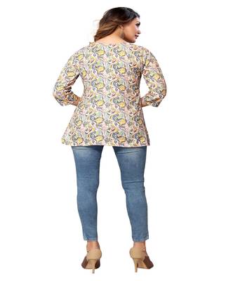 Mohvogue MultiColor Floral Printed Short Rayon Women's Kurta. 2