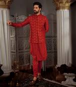 Red Dara Kurta Set