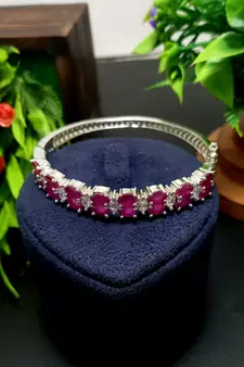 Maroon Indian Jewellery American Diamond Rose Polish Long Hangging Dangler Earrings for Women Wedding