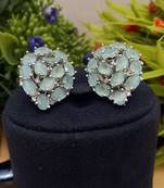 Green Indian Jewellery American Diamond Rose Polish Long Hangging Dangler Earrings for Women Wedding