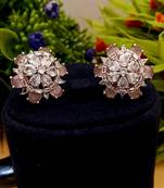 Pink Indian Jewellery American Diamond Rose Polish Long Hangging Dangler Earrings for Women Wedding
