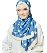 JSDC Ice Blue Color Smoothy Silk Printed Scarf Scarves
