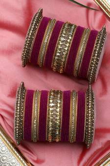 Maroon bangles-and-bracelets