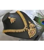 Gold tone Cz-ruby-white peacock bridal haar set dj-01895