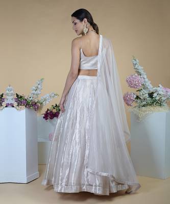 Silver Tissue Circular Flare Lehenga Set 3