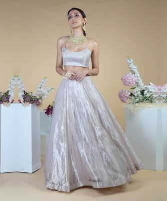 Silver Tissue Circular Flare Lehenga Set 5