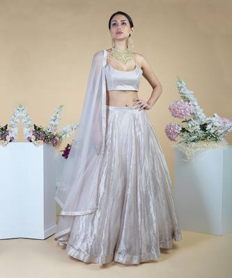 Silver Tissue Circular Flare Lehenga Set 1