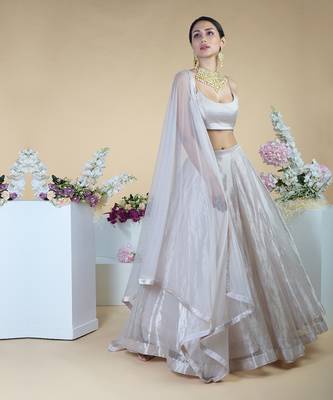 Silver Tissue Circular Flare Lehenga Set 6